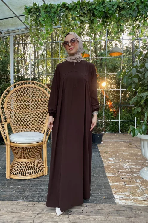 Rabia Robalı Elbise - Acı Kahve