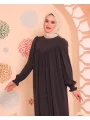 V Yaka Elbise - Antrasit Gri