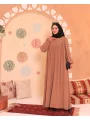 V Yaka Elbise - Camel
