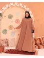 V Yaka Elbise - Camel