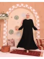 V Yaka Elbise - Siyah