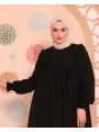 V Yaka Elbise - Siyah