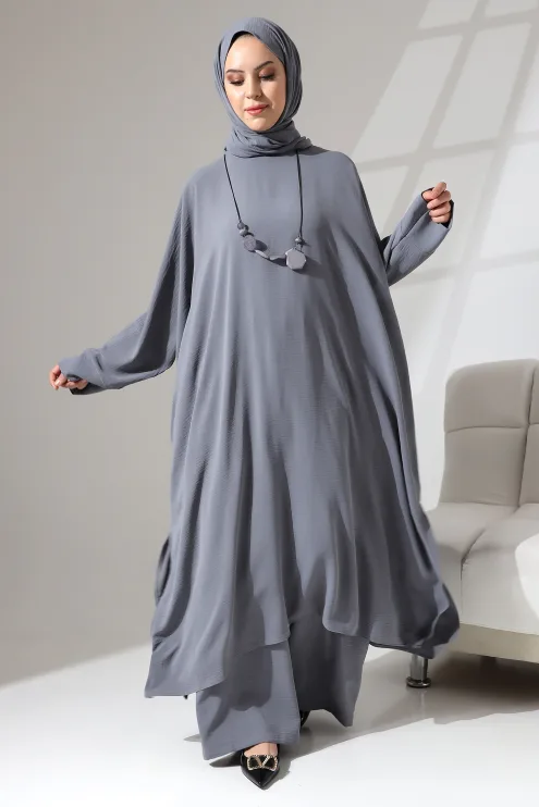 Zühre Üçlü Takım - Gri